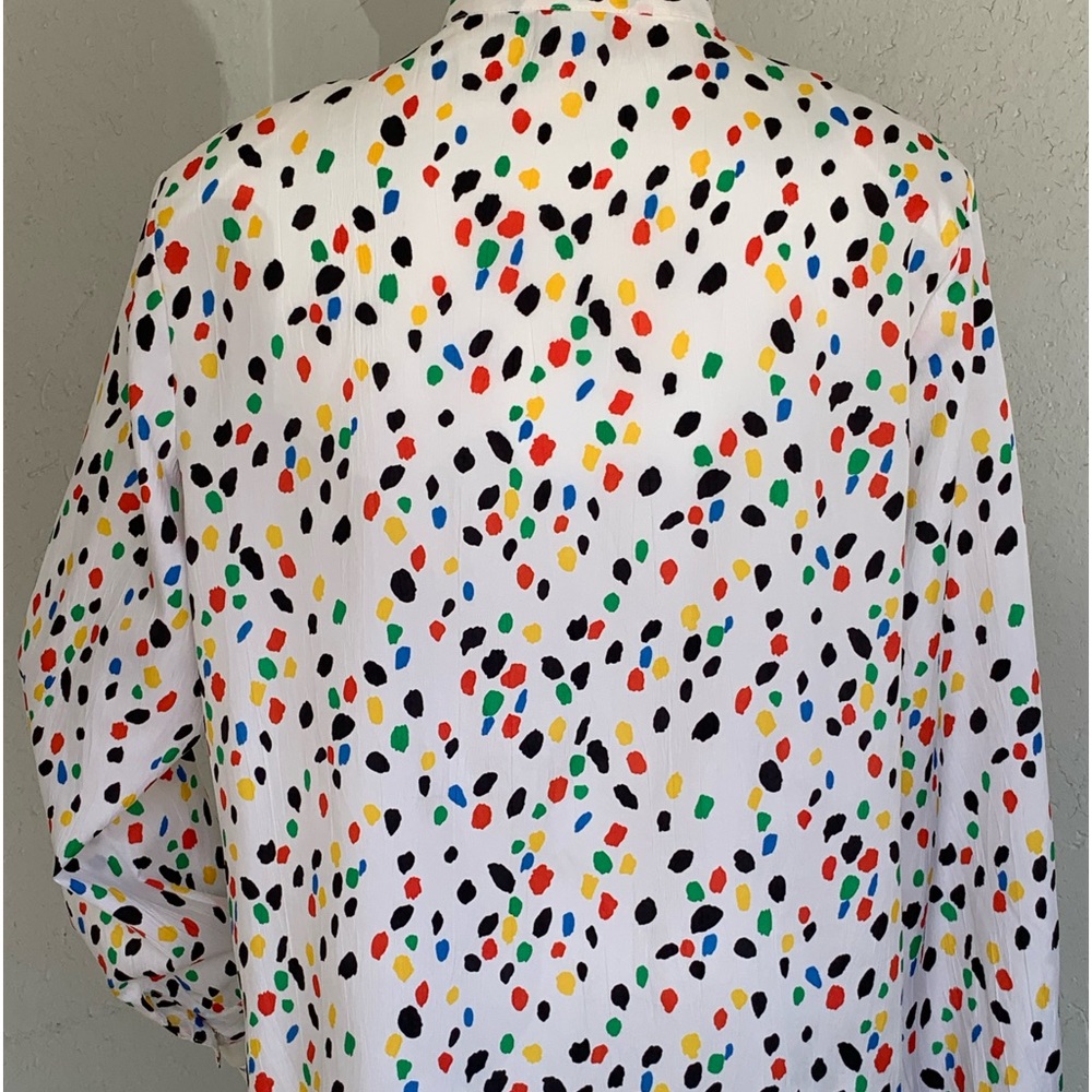 Vintage white background, multicolored long sleeve blouse - Picture 4 of 7
